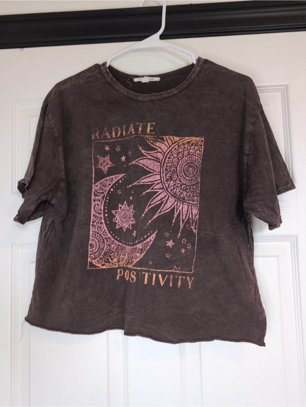 Large radiate positivity boho sun moon graphic tee